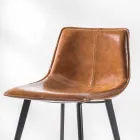 Stool in Faux Leather Leather Effect H 80, Base 4 Legs - Ovid Viadurini