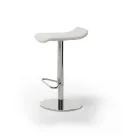 Stool in Faux Leather, Leather or Hide, Steel and Wood Structure - Peck Model Viadurini