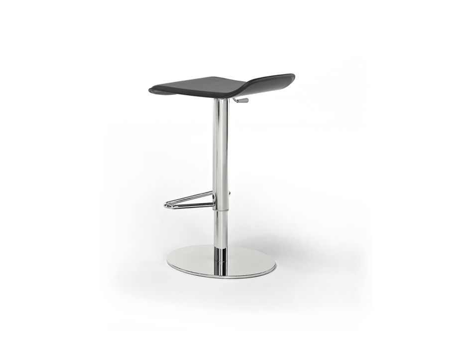 Stool in Faux Leather, Leather or Hide, Steel and Wood Structure - Peck Model Viadurini