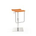 Wooden Stool with Square Base in Chromed Steel and Upholstery - Armstrong