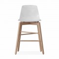 Stool in Oak Wood and White Lacquered Seat of Modern Design - Langoustine