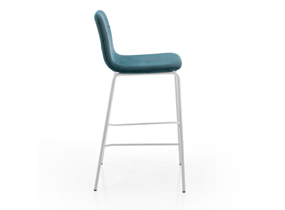 Stool in Colored Fabric and Modern Metal Made in Italy - Nautilus Viadurini