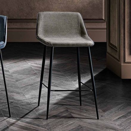 Stool in Fabric and Anthracite Metal Design Made in Italy - Marianet Viadurini
