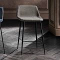 Stool in Fabric and Anthracite Metal Design Made in Italy - Marianet
