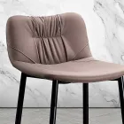 Stool in Leather Effect Fiber Fabric and Metal Made in Italy - Gohan Viadurini