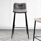 Stool in Leather Effect Fiber Fabric and Metal Made in Italy - Gohan Viadurini