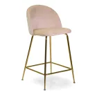 Velvet Stool with Metal Frame in Different Finishes - Penna Viadurini