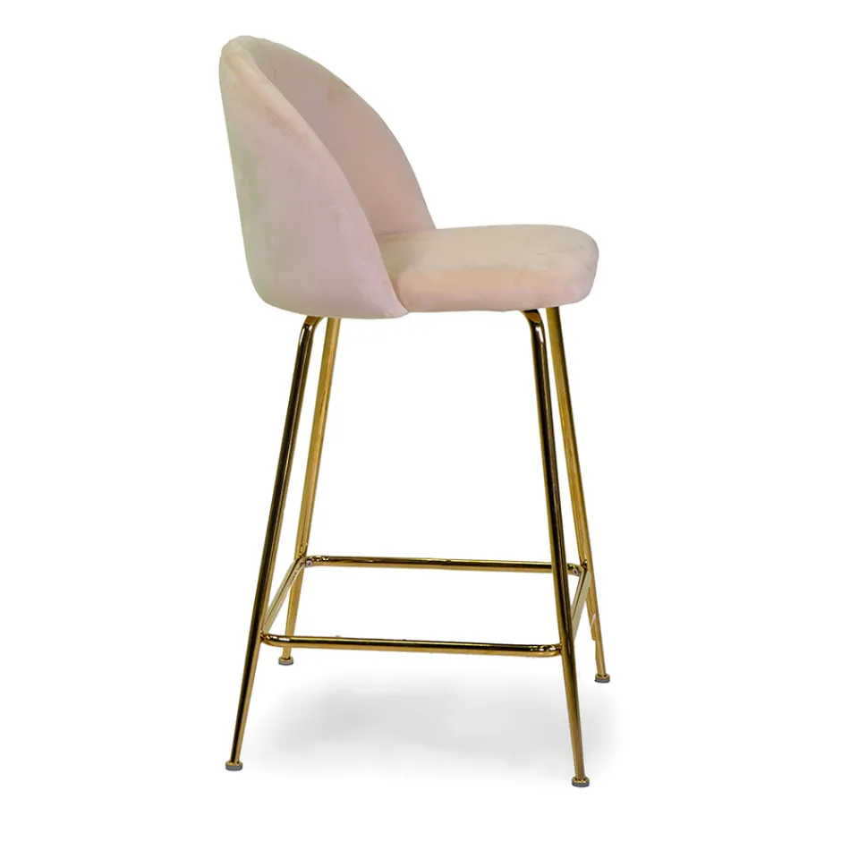 Velvet Stool with Metal Frame in Different Finishes - Penna Viadurini