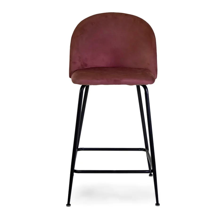 Velvet Stool with Metal Frame in Different Finishes - Penna Viadurini