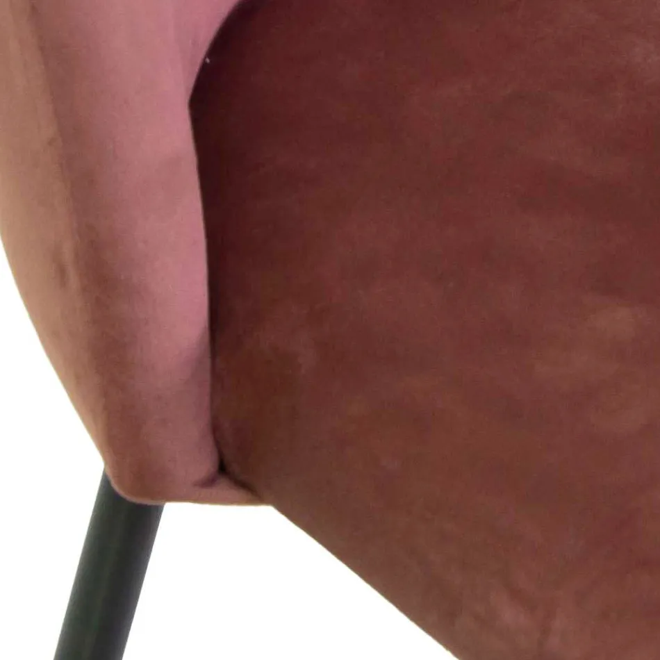 Velvet Stool with Metal Frame in Different Finishes - Penna Viadurini