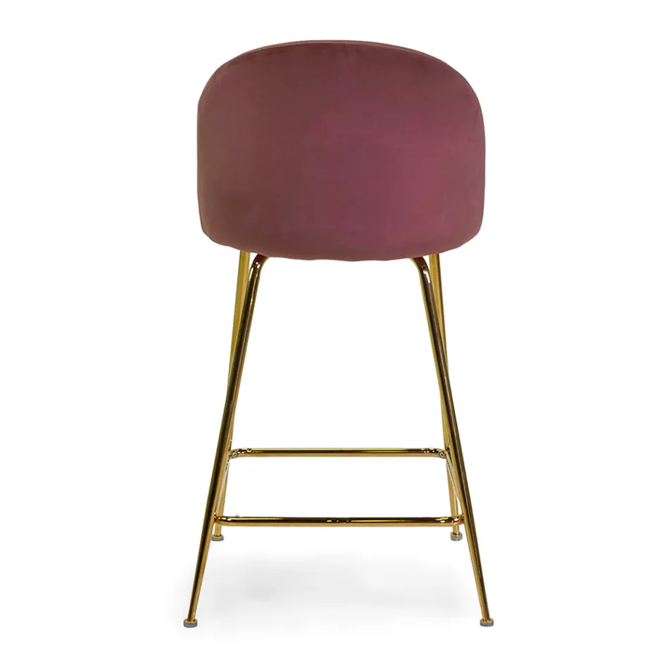 Velvet Stool with Metal Frame in Different Finishes - Penna Viadurini