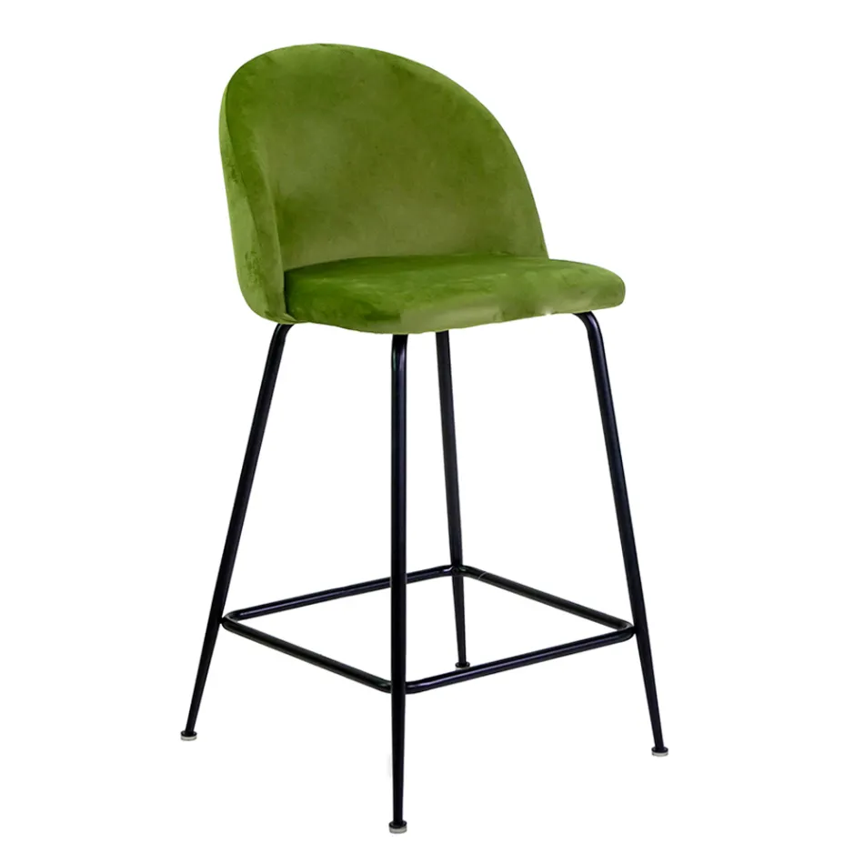 Velvet Stool with Metal Frame in Different Finishes - Penna Viadurini