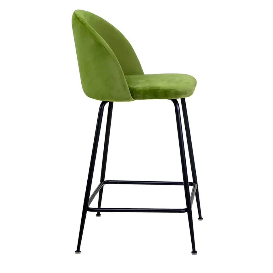 Velvet Stool with Metal Frame in Different Finishes - Penna Viadurini