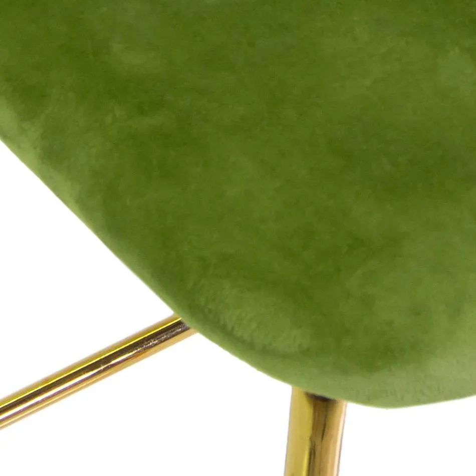 Velvet Stool with Metal Frame in Different Finishes - Penna Viadurini