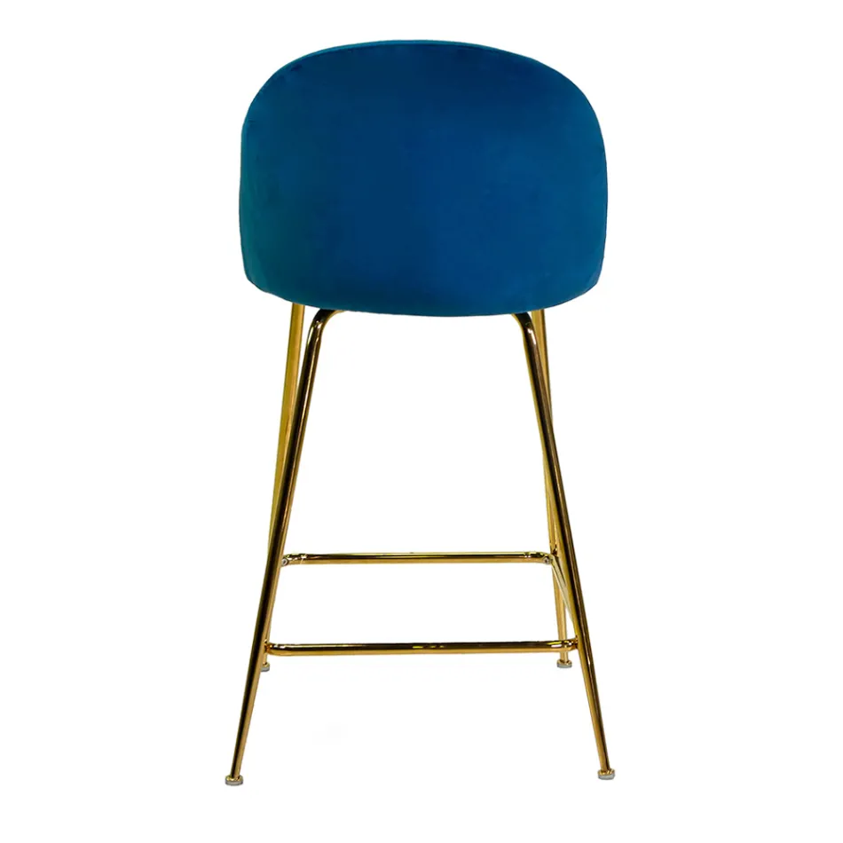 Velvet Stool with Metal Frame in Different Finishes - Penna Viadurini