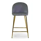 Velvet Stool with Metal Frame in Different Finishes - Penna Viadurini