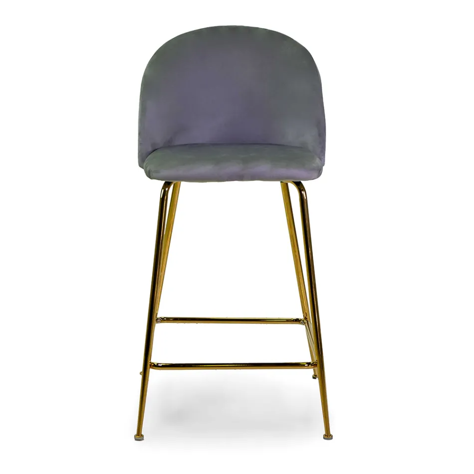 Velvet Stool with Metal Frame in Different Finishes - Penna Viadurini