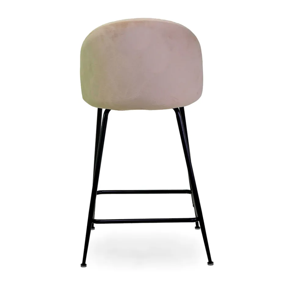 Velvet Stool with Metal Frame in Different Finishes - Penna Viadurini