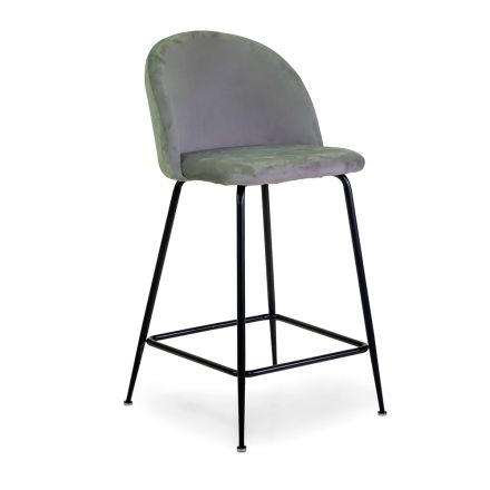 Velvet Stool with Metal Frame in Different Finishes - Penna Viadurini