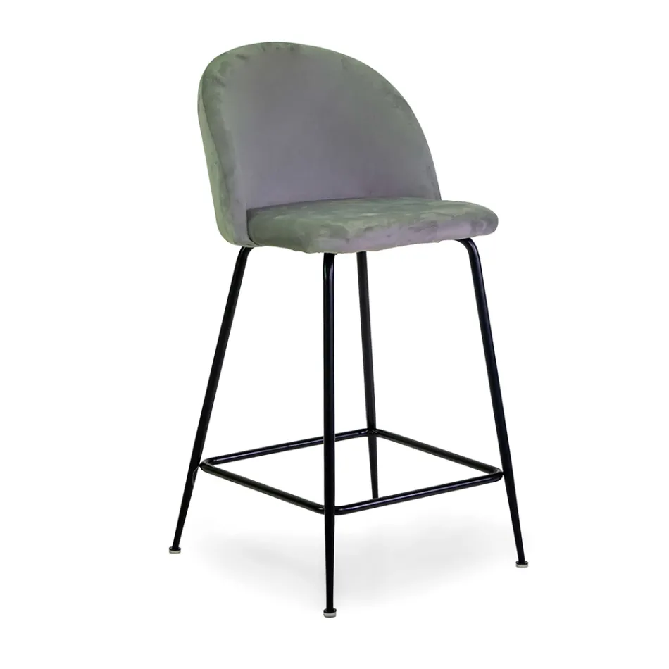 Velvet Stool with Metal Frame in Different Finishes - Penna Viadurini