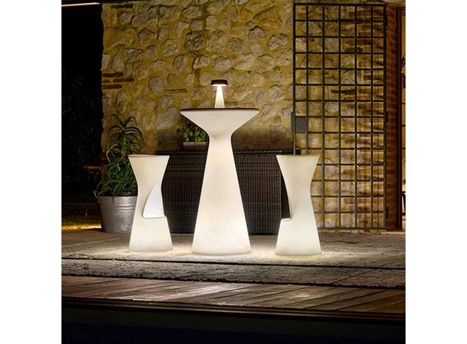 Luminous Outdoor Stool in Polyethylene with LED Made in Italy - Desmond Viadurini