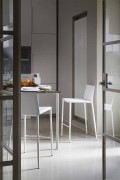 Modern Bar or Kitchen Stool in Metal and Bonded Leather - Boheme