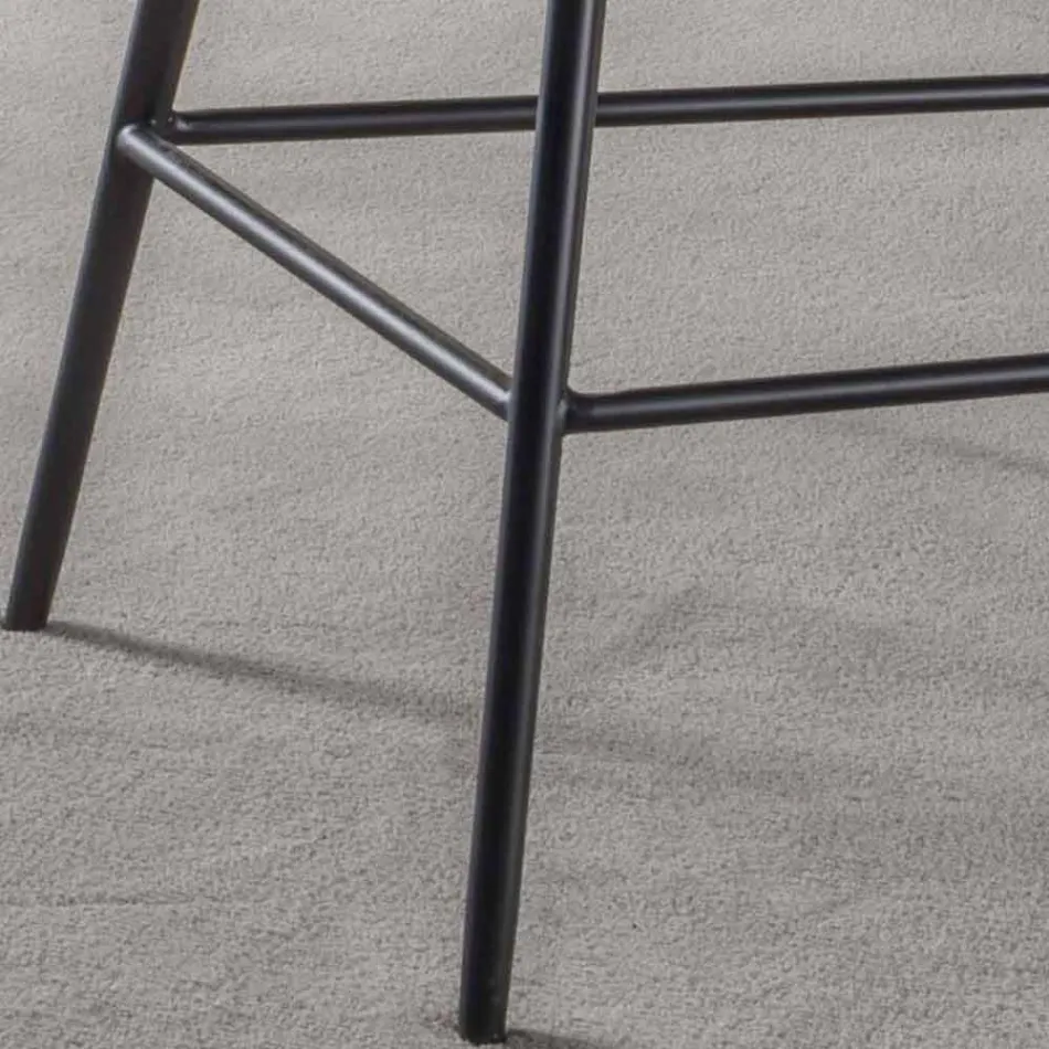 Modern Stool H 80 cm, Seat in Nabuk Ecoleather - Ines Viadurini
