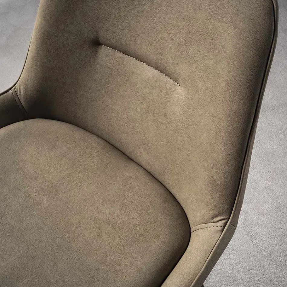 Modern stool H 80 cm, Seat in Eco-leather Nabuk - Ines Viadurini