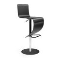 Modern Stool in Black Leather and Black Steel Made in Italy - Raggi