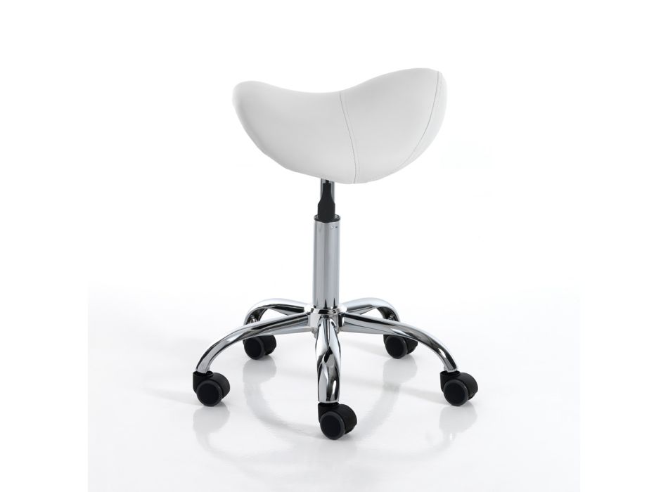 Desk Stool in Synthetic Leather and Metal - Titanium Viadurini