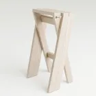 Folding and Stackable Stool in Solid Ash - Write Viadurini