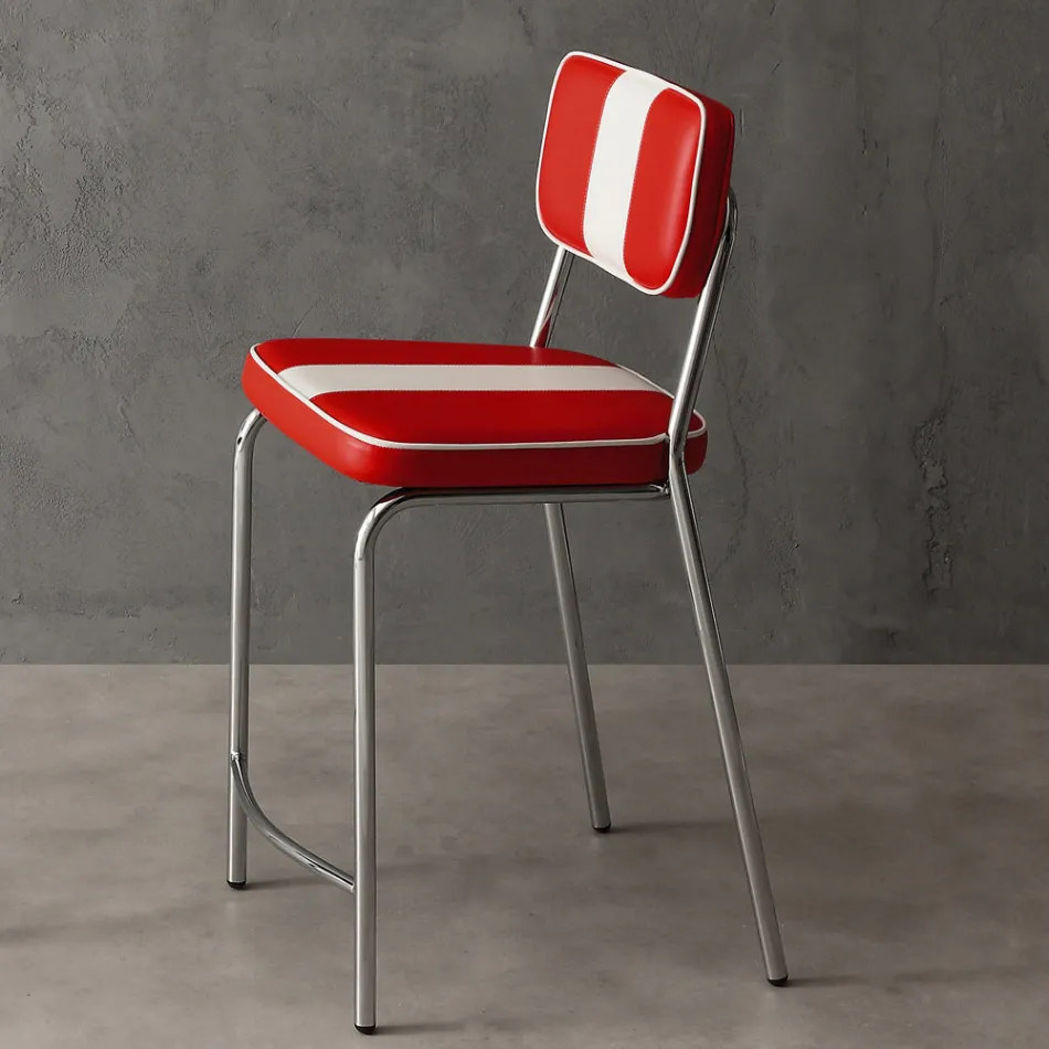 Vintage stool Banda, with eco-leather upholstery Viadurini