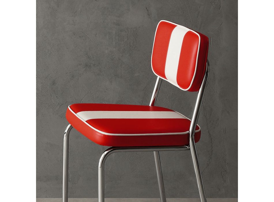 Vintage stool Banda, with eco-leather upholstery Viadurini