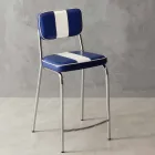 50's style stool in eco-leather with central white band Banda Viadurini