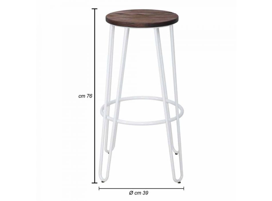 Industrial Style Stool of Modern Design in Wood and Iron, 2 Pieces - Belia Viadurini