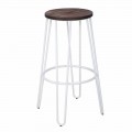 Industrial Style Stool of Modern Design in Wood and Iron, 2 Pieces - Belia