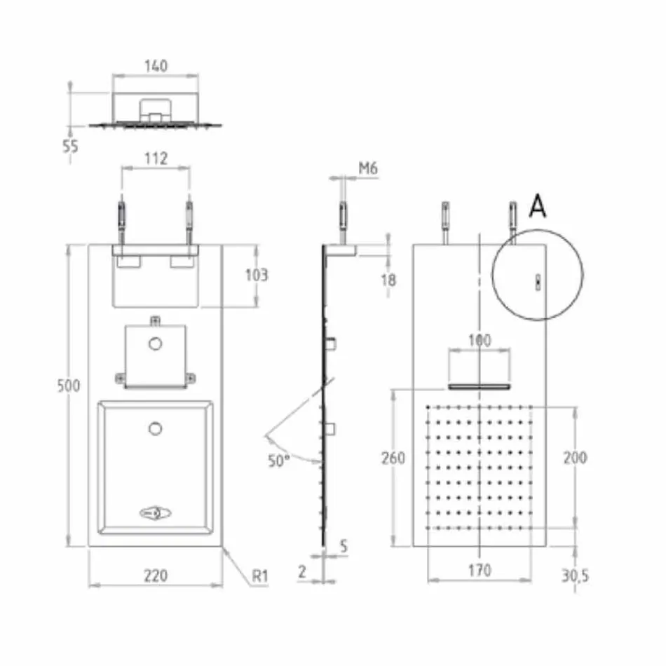 Steel Wall Shower Head with Double Jet Made in Italy - Cartesio Viadurini