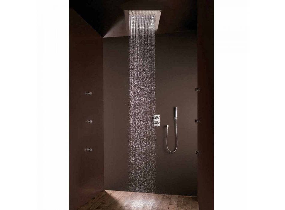 Square shower head shower with rain shower and LED lights Bossini Viadurini