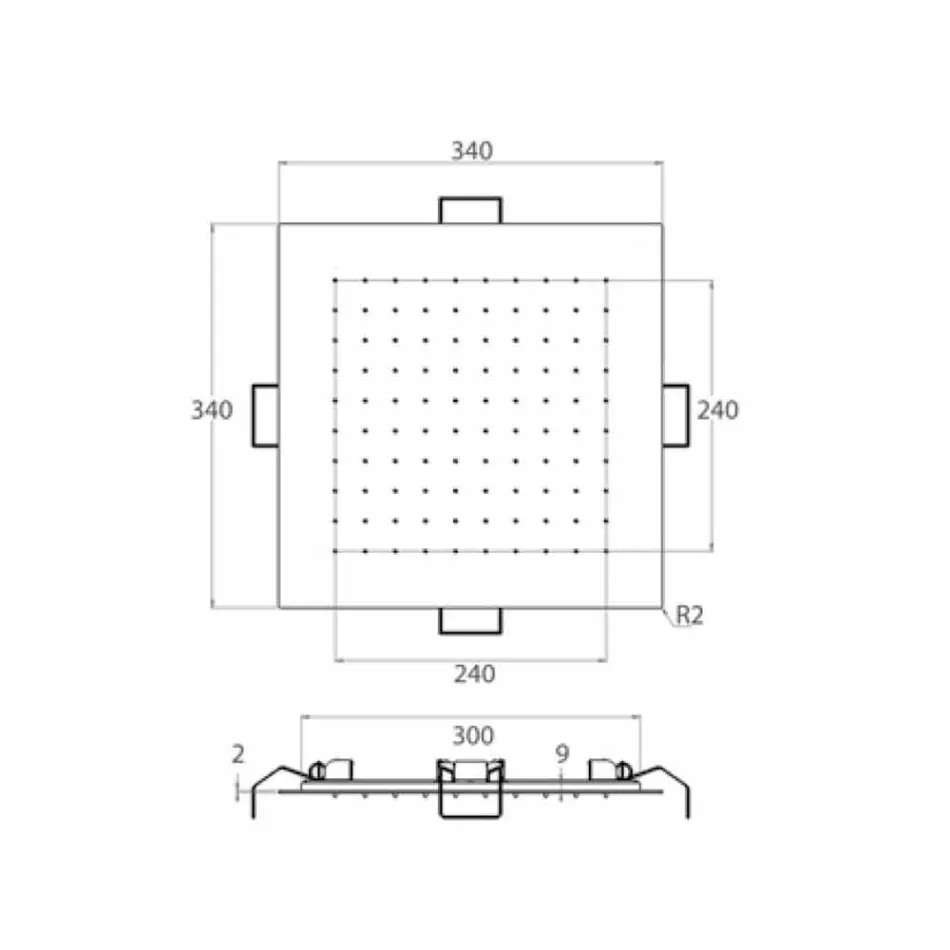 Square Ceiling Shower Head in Steel Made in Italy - Starch Viadurini