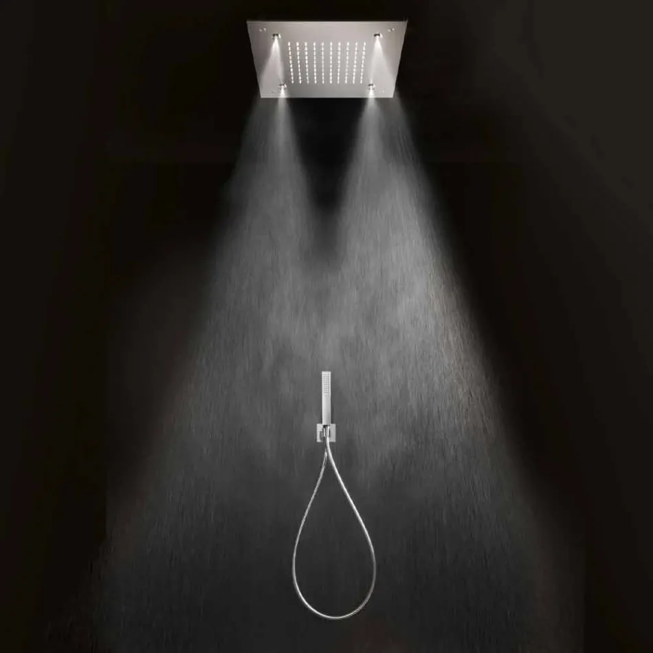 Square Stainless Steel Shower Head with Nebulizers Made in Italy - Selmo Viadurini