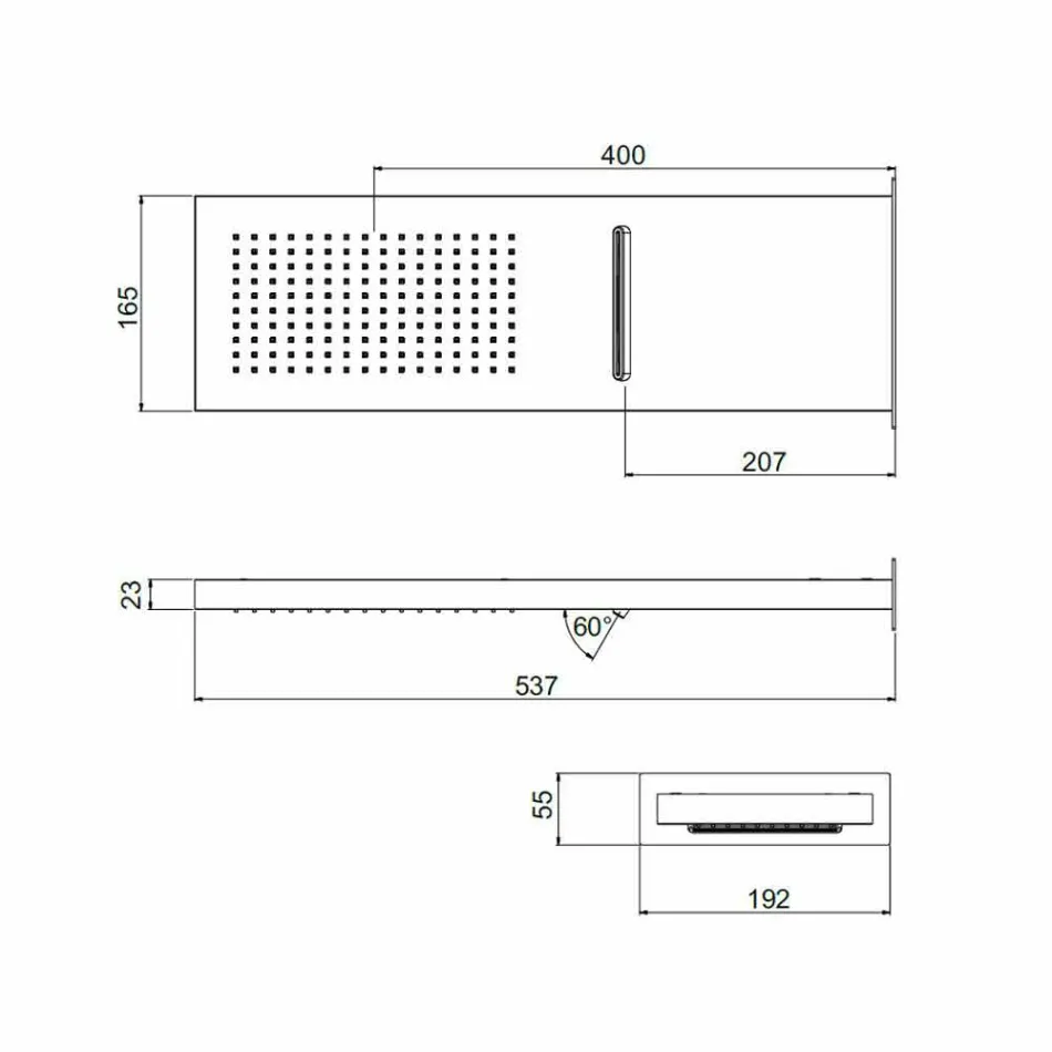 Stainless Steel Rectangular Wall Shower Head Made in Italy - Red Viadurini