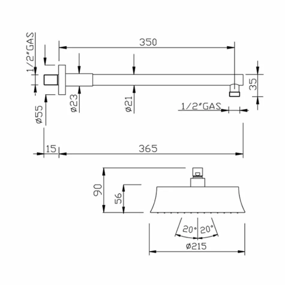 Round Wall Shower Head in Brass Classic Style Made in Italy - Betto Viadurini