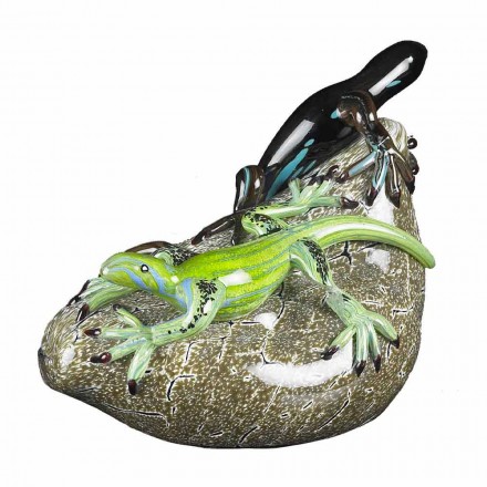 Lizard-Shaped Ornament in Colored Glass Made in Italy - Certola Viadurini