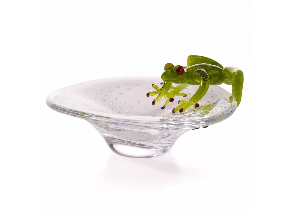Small Tray with Glass Frog Ornament Made in Italy - Sossio Viadurini
