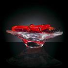 Decorative Ornament in Transparent and Red Glass Made in Italy - Sossio Viadurini