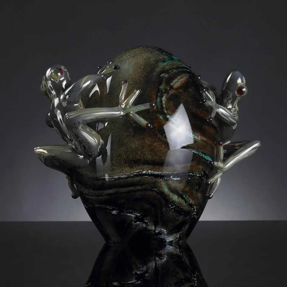 Egg Shaped Glass Ornament with Frogs Made in Italy - Huevo Viadurini