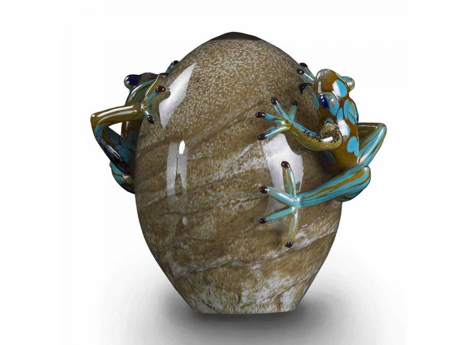 Egg Shaped Glass Ornament with Frogs Made in Italy - Huevo Viadurini