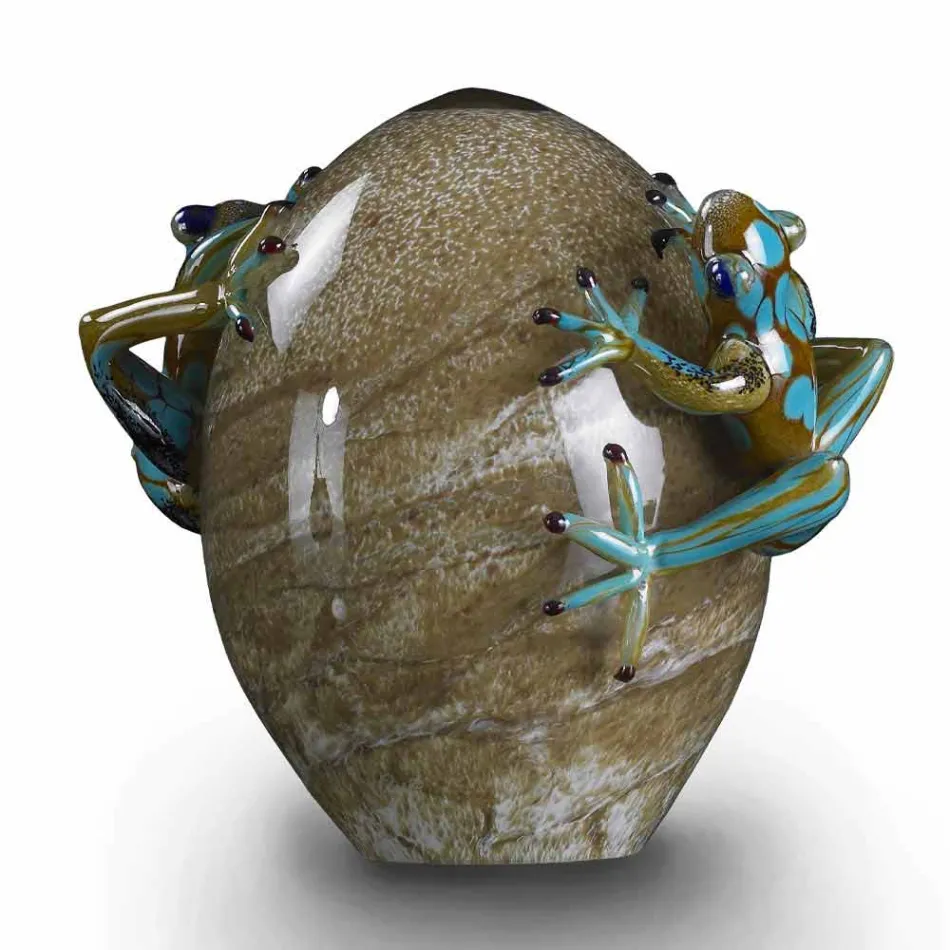 Egg Shaped Glass Ornament with Frogs Made in Italy - Huevo Viadurini