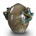 Egg Shaped Glass Ornament with Frogs Made in Italy - Huevo