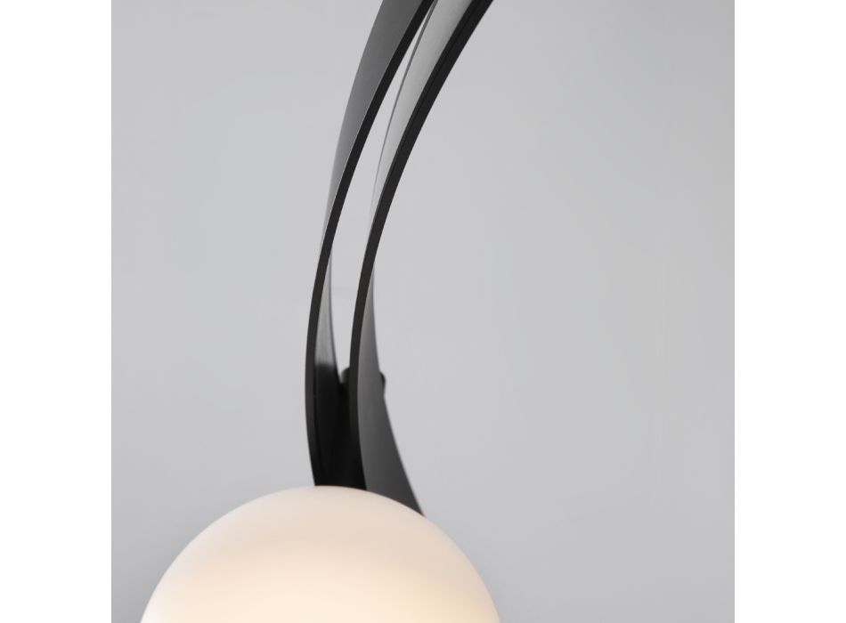 Oval Design Suspension in Black Aluminum with Spheres and Spotlights - Exodus Viadurini